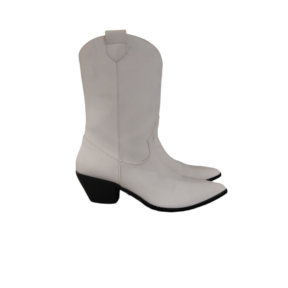 Pretty Little Thing Cream Cowboy Boots Boots Women's Size 9 Cowgirl Boots - Picture 5 of 11